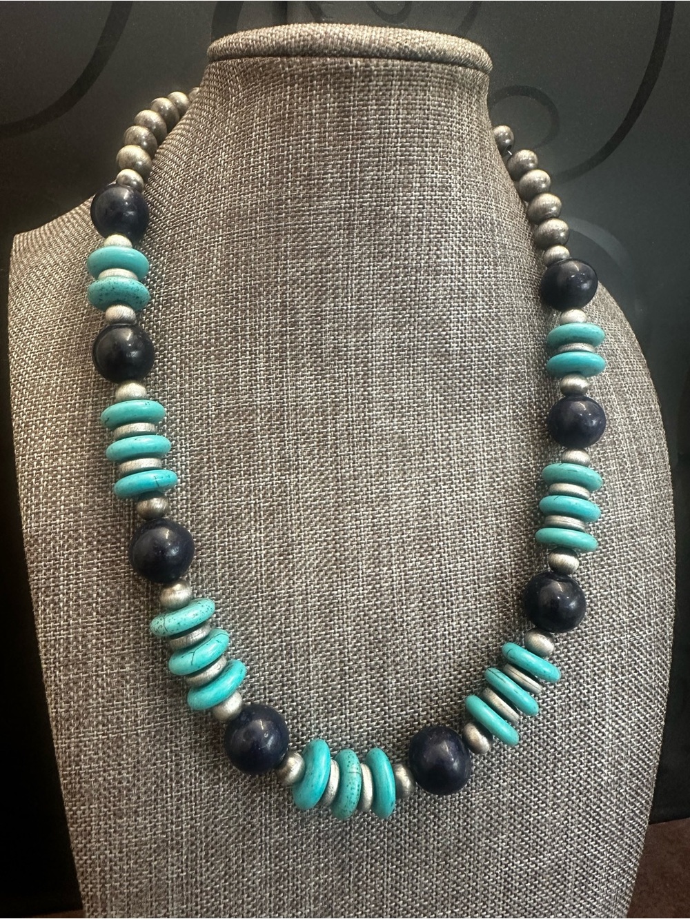 Turquoise & Lapis  Lazuli Beaded Necklace